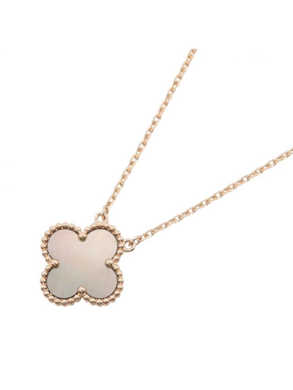 Van Cleef & Arpels Necklace Vintage Alhambra Gray Mother of Pearl 42 18k Pink